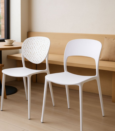 White Plastic bistro chair