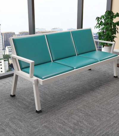 3‑Link Waiting Bench with cushioned seats and metallic frame